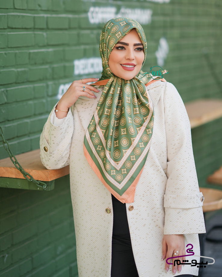 روسری ابریشم ژاکارد طرح شمسه جیوانجی رنگ سبز